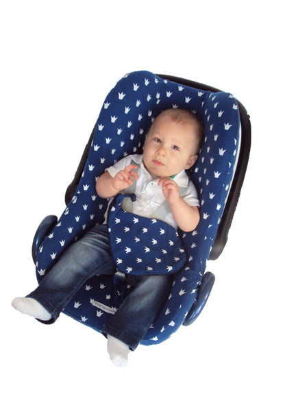 Maxi Cosi hoes - Kobalt Blauw met Witte Kroontjes