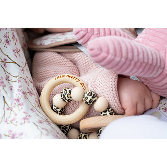 Little Monkey Shop - Teether Ring - Cream & Panther