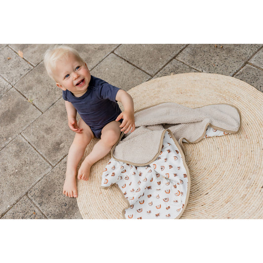 Baby Blanket - White with Brown Rainbows