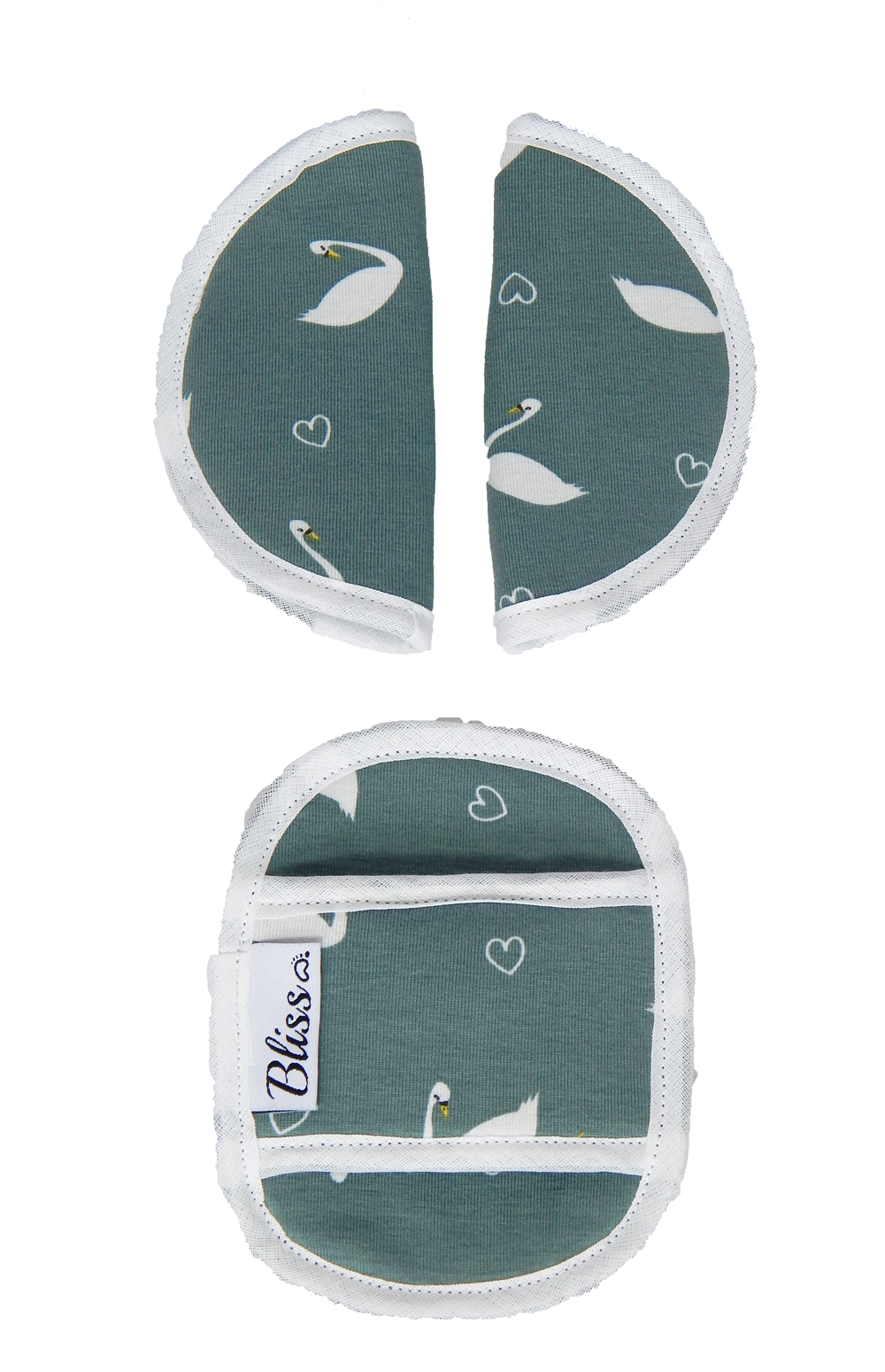 Maxi Cosi Seat Belt Pads Mint with White Swans