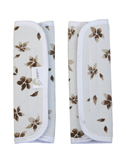 Seat Belt Pads Large Universal - Flower Brown