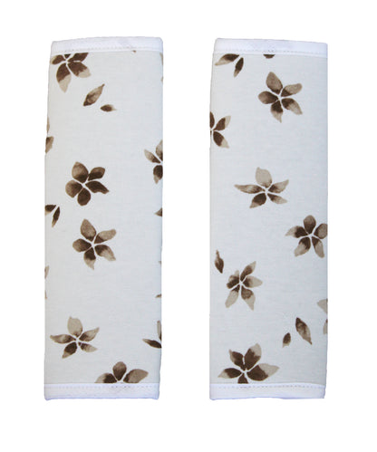 Seat Belt Pads Large Universal - Flower Brown