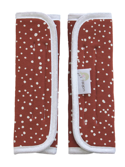 Seat Belt Pads Large Universal - Rust/Red with White Dots