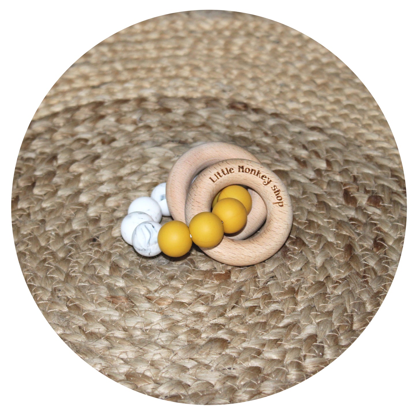 Little Monkey Shop - Teether Ring - Marble & Ocher