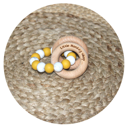 Little Monkey Shop - Teether Ring- Ocher & Marble