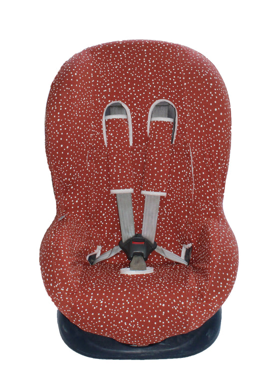 Universal Car Seat Cover Group 1+ - Rust Red with White Dots