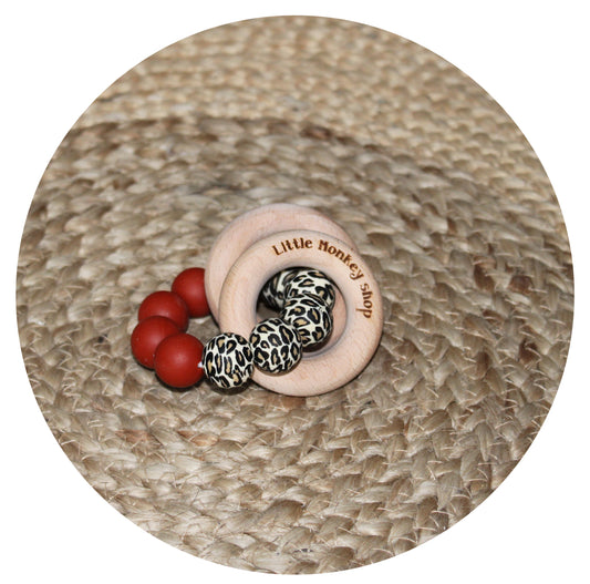 Little Monkey Shop - Teether Ring - Rust & Panther