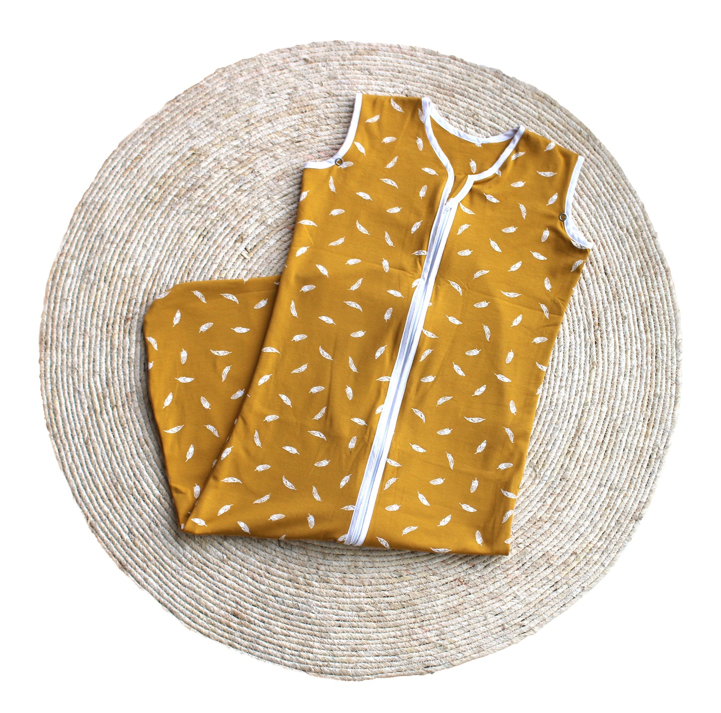 Baby Sleeping Bag - Ocher with White Feathers