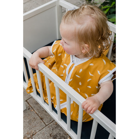 Baby Sleeping Bag - Ocher with White Feathers