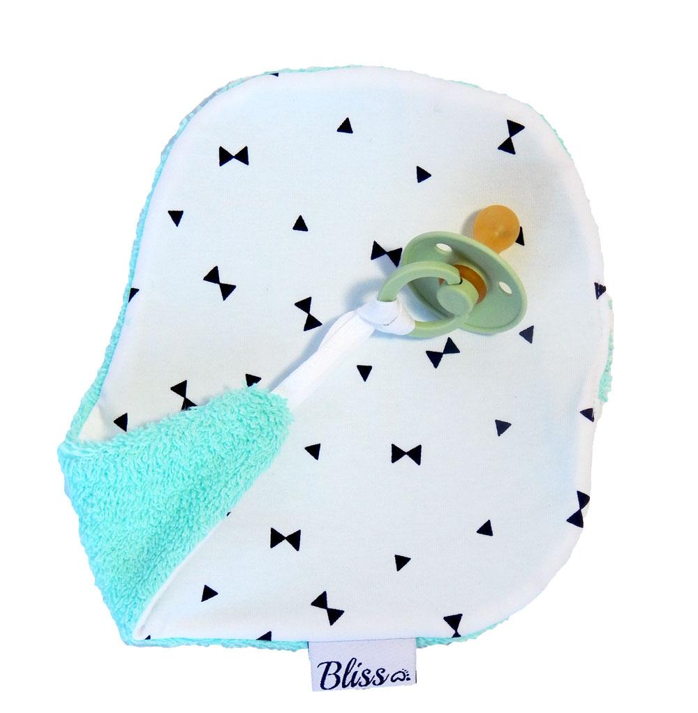 Pacifier cloth - Bows Black/White - Mint