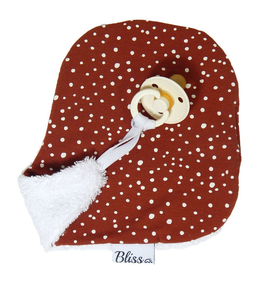 Pacifier Cloth - Rust-Red with White Dots