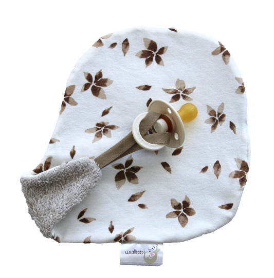 Pacifier cloth - Flowers Brown