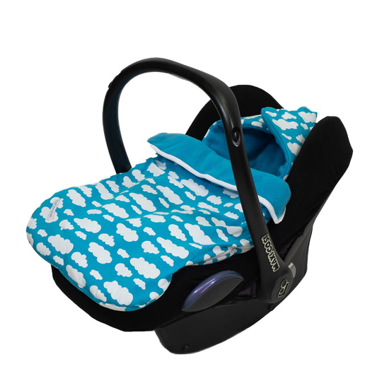 Maxi Cosi Footmuff - Aqua Blue with White Clouds